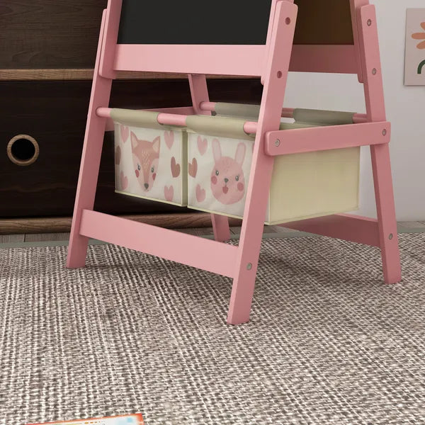 Art Easel for Kids with Paper Roll, Blackboard, Whiteboard, Storage, Pink - product image 8