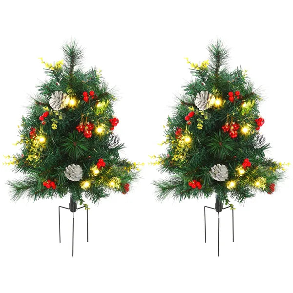 HOMCOM Artificial Christmas Trees 2-Pack Slim with 24 Warm White Lights Green Holiday Decor - product image 11