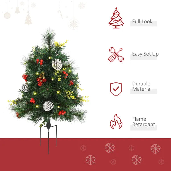 HOMCOM Artificial Christmas Trees 2-Pack Slim with 24 Warm White Lights Green Holiday Decor - product image 4