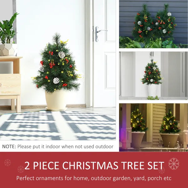 HOMCOM Artificial Christmas Trees 2-Pack Slim with 24 Warm White Lights Green Holiday Decor - product image 6