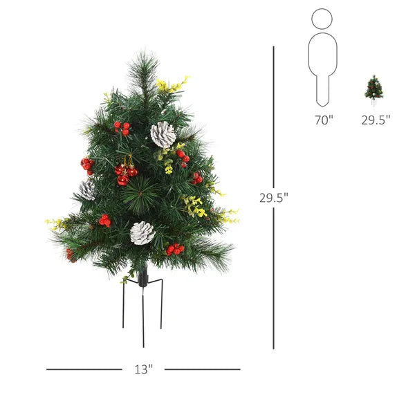 HOMCOM Artificial Christmas Trees 2-Pack Slim with 24 Warm White Lights Green Holiday Decor - product image 3