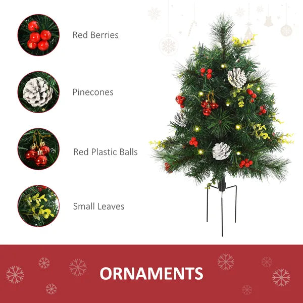HOMCOM Artificial Christmas Trees 2-Pack Slim with 24 Warm White Lights Green Holiday Decor - product image 8