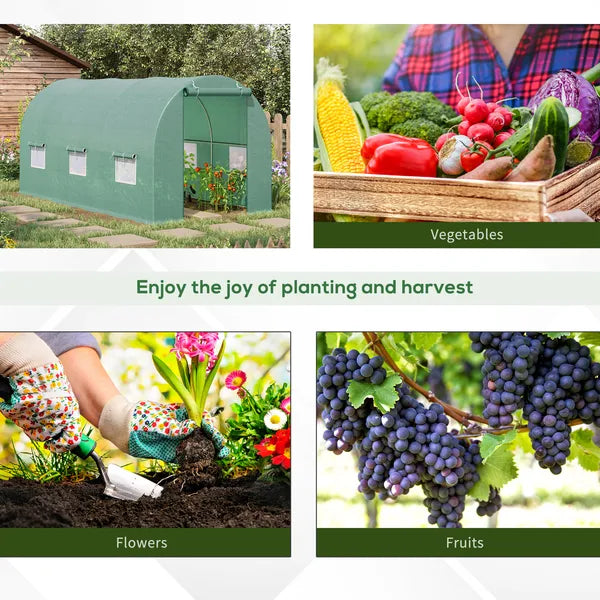 Outsunny Backyard Greenhouse 15 x 7 x 7 with Door Ventilation Windows Outdoor Tunnel Walk-In Garden Plant Growing House Green - product image 7
