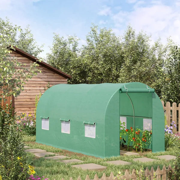 Outsunny Backyard Greenhouse 15 x 7 x 7 with Door Ventilation Windows Outdoor Tunnel Walk-In Garden Plant Growing House Green - product image 13