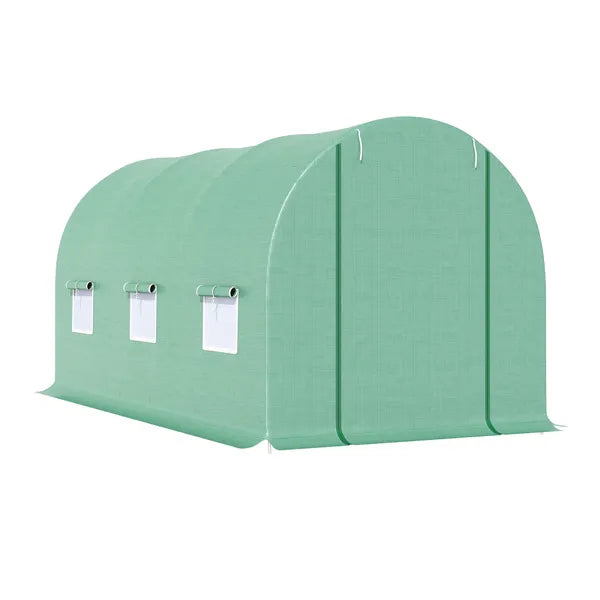 Outsunny Backyard Greenhouse 15 x 7 x 7 with Door Ventilation Windows Outdoor Tunnel Walk-In Garden Plant Growing House Green - product image 12