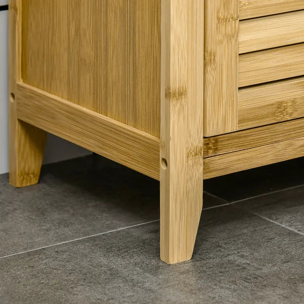Bamboo Floor Cabinet Bathroom Floor Cabinet Living Room Organizer Tower with Multiple Shelves and Doors Natural - product image 9