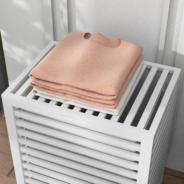 HOMCOM Bamboo Laundry Basket, 55L, with Lid and Removable Liner Bag, White, Space-Saving and Stylish - product image 8