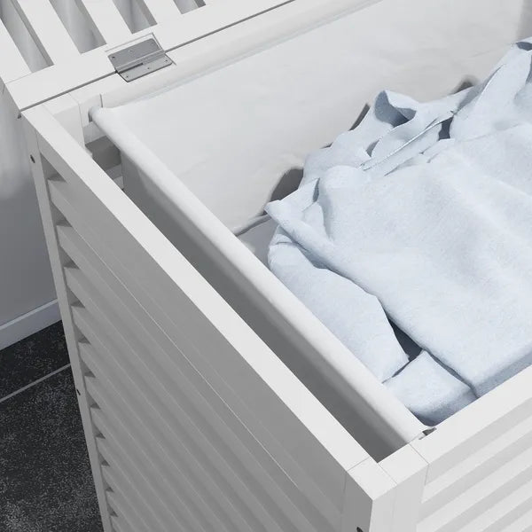 HOMCOM Bamboo Laundry Basket, 55L, with Lid and Removable Liner Bag, White, Space-Saving and Stylish - product image 9
