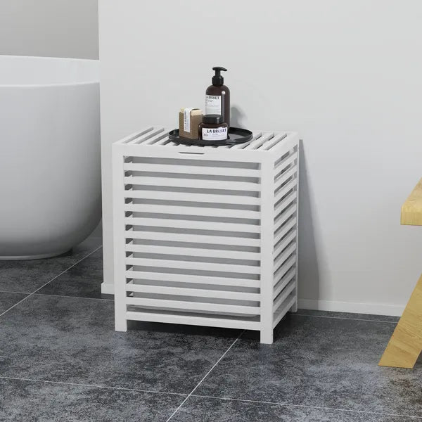 HOMCOM Bamboo Laundry Basket, 55L, with Lid and Removable Liner Bag, White, Space-Saving and Stylish - product image 10