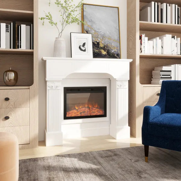 HOMCOM Baroque Fireplace Mantle, Freestanding Fireplace Surround for Electric Fireplaces, 43.3 Inch W x 42.8 Inch H, White - product image 10