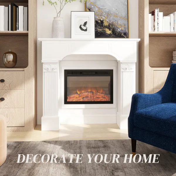 HOMCOM Baroque Fireplace Mantle, Freestanding Fireplace Surround for Electric Fireplaces, 43.3 Inch W x 42.8 Inch H, White - product image 4