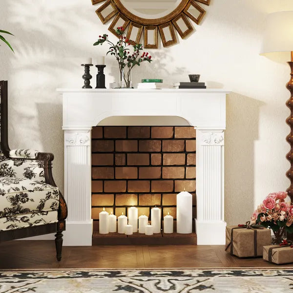 HOMCOM Baroque Fireplace Mantle, Freestanding Fireplace Surround for Electric Fireplaces, 43.3 Inch W x 42.8 Inch H, White - product image 7