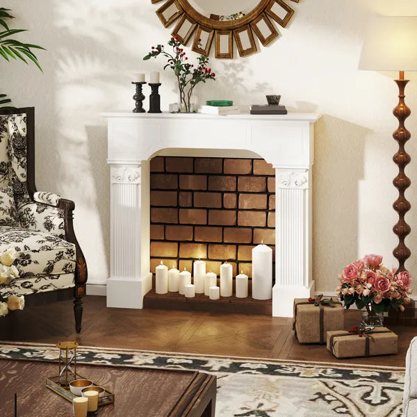 HOMCOM Baroque Fireplace Mantle, Freestanding Fireplace Surround for Electric Fireplaces, 43.3 Inch W x 42.8 Inch H, White - product image 6