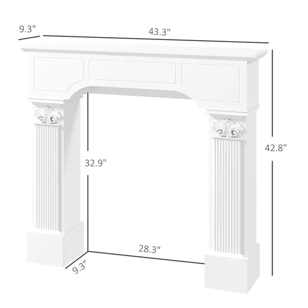 HOMCOM Baroque Fireplace Mantle, Freestanding Fireplace Surround for Electric Fireplaces, 43.3 Inch W x 42.8 Inch H, White - product image 3