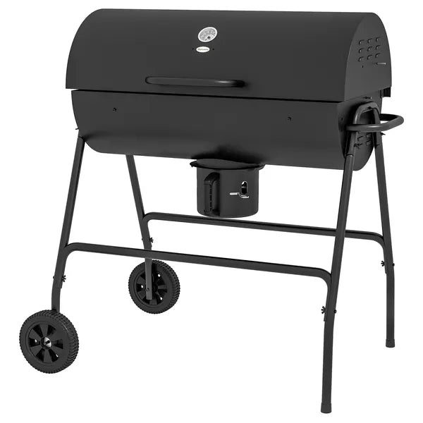 Barrel Charcoal BBQ Grill Smoker with 420 sqin Cooking Area Wheels Ash Catcher Black - product image 12