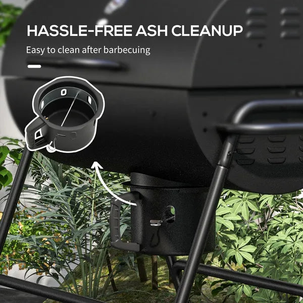 Barrel Charcoal BBQ Grill Smoker with 420 sqin Cooking Area Wheels Ash Catcher Black - product image 8