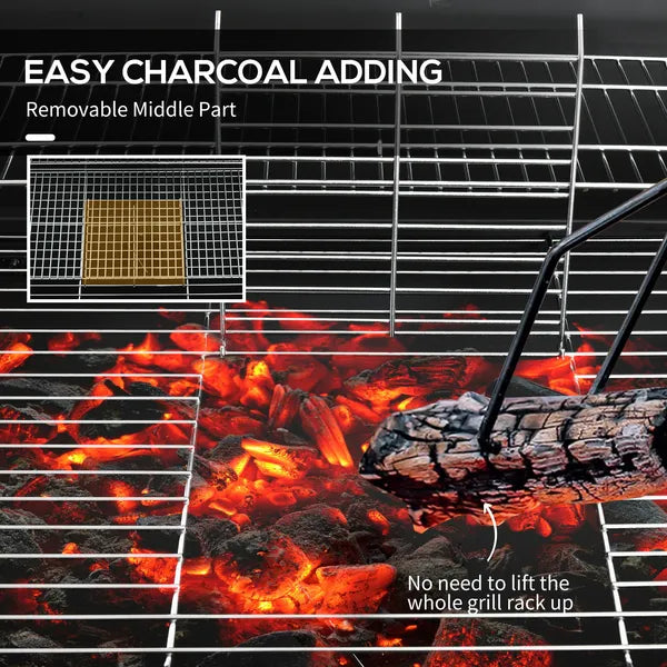 Barrel Charcoal BBQ Grill Smoker with 420 sqin Cooking Area Wheels Ash Catcher Black - product image 5