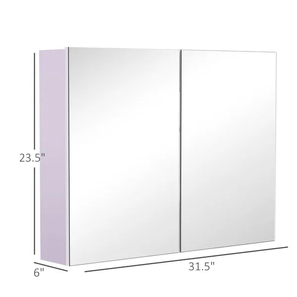 Bathroom Cabinet with Mirror Wall Mounted Modern Storage Double Door MDF White - product image 3