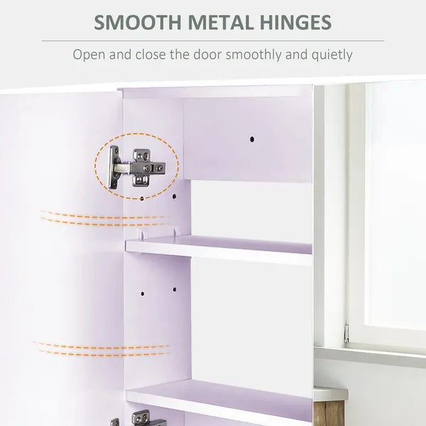 Bathroom Cabinet with Mirror Wall Mounted Modern Storage Double Door MDF White - product image 7