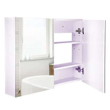 Bathroom Cabinet with Mirror Wall Mounted Modern Storage Double Door MDF White - product image 1