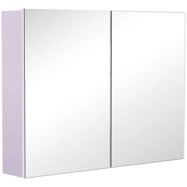 Bathroom Cabinet with Mirror Wall Mounted Modern Storage Double Door MDF White - product image 11