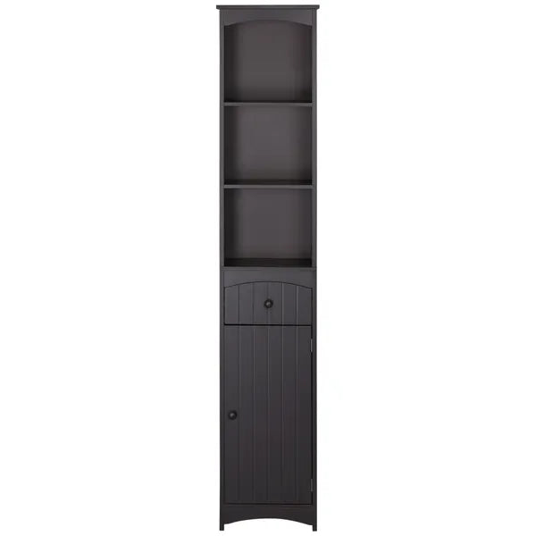 Tall Bathroom Storage Cabinet with 3 Shelves, Drawer and Cabinet, Brown - product image 11