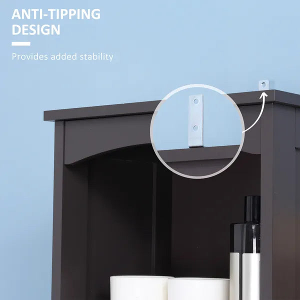 Tall Bathroom Storage Cabinet with 3 Shelves, Drawer and Cabinet, Brown - product image 6
