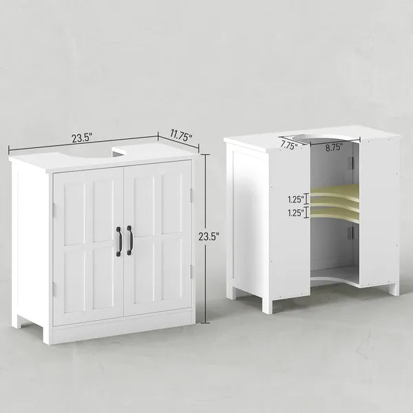 Kleankin Bathroom Sink Cabinet, Pedestal Sink Cabinet with Adjustable Shelf, White - product image 3
