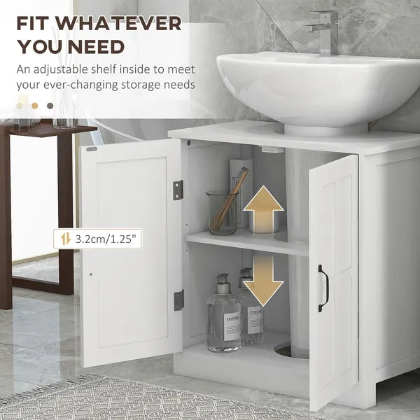 Kleankin Bathroom Sink Cabinet, Pedestal Sink Cabinet with Adjustable Shelf, White - product image 6