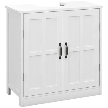 Kleankin Bathroom Sink Cabinet, Pedestal Sink Cabinet with Adjustable Shelf, White - product image 1