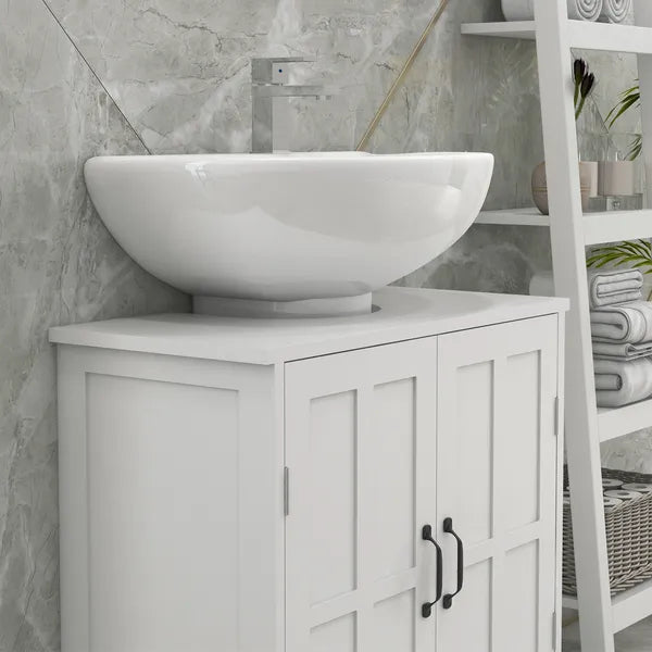Kleankin Bathroom Sink Cabinet, Pedestal Sink Cabinet with Adjustable Shelf, White - product image 8