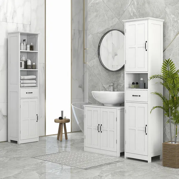 Kleankin Bathroom Sink Cabinet, Pedestal Sink Cabinet with Adjustable Shelf, White - product image 7