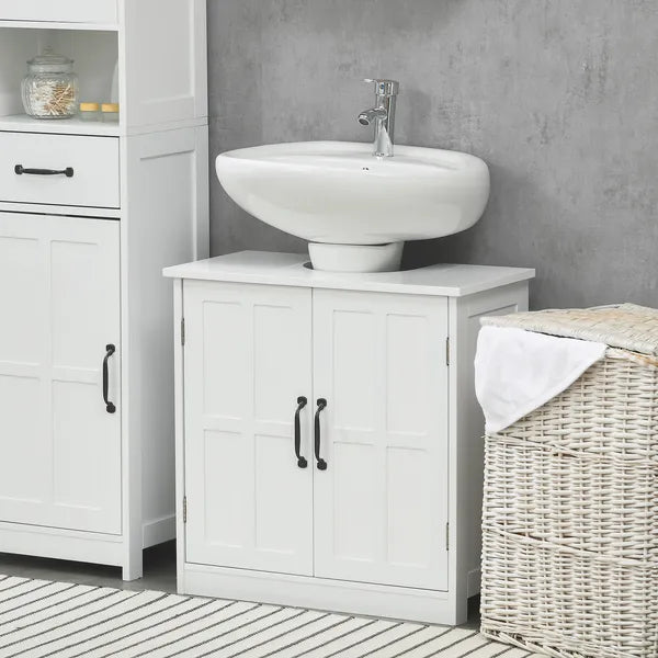Kleankin Bathroom Sink Cabinet, Pedestal Sink Cabinet with Adjustable Shelf, White - product image 10