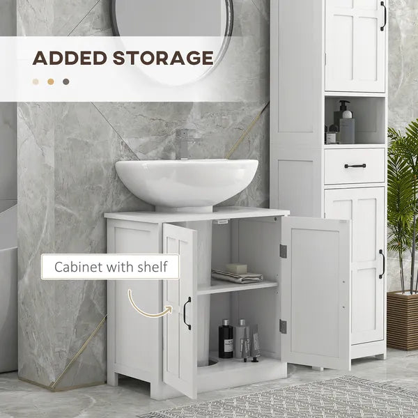 Kleankin Bathroom Sink Cabinet, Pedestal Sink Cabinet with Adjustable Shelf, White - product image 5