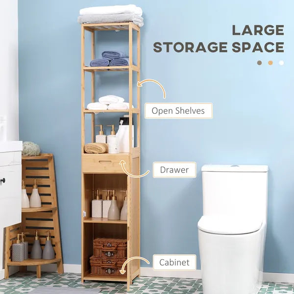 Bathroom Storage Cabinet with Drawer and Slatted Shelves - product image 4