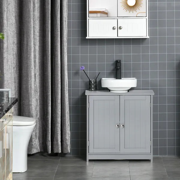 Bathroom Vanities, Bathroom Sink Cabinets with U-Shape Cut-Out and Adjustable Internal Shelf, Gray - product image 8