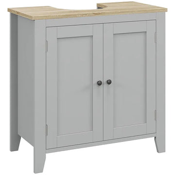 Bathroom Vanities, Pedestal Sink Cabinet with U-Shaped Cut-out and Adjustable Shelf, Gray - product image 1