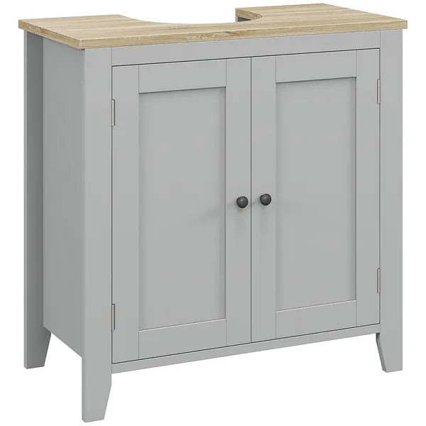 Bathroom Vanities, Pedestal Sink Cabinet with U-Shaped Cut-out and Adjustable Shelf, Gray - product image 1