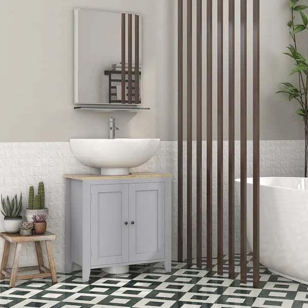 Bathroom Vanities, Pedestal Sink Cabinet with U-Shaped Cut-out and Adjustable Shelf, Gray - product image 2