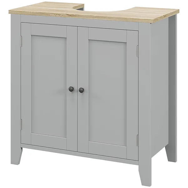Bathroom Vanities, Pedestal Sink Cabinet with U-Shaped Cut-out and Adjustable Shelf, Gray - product image 11