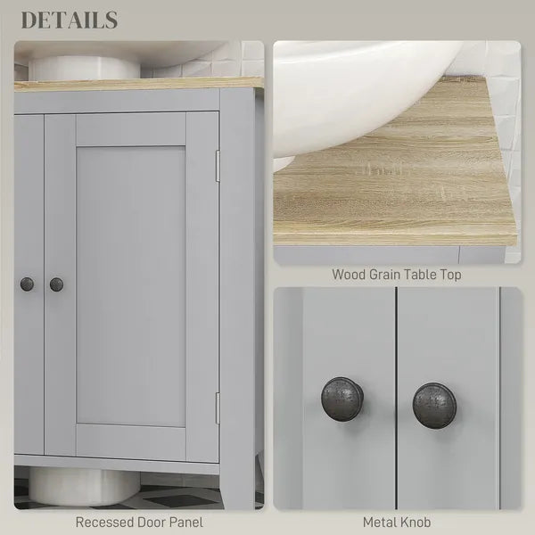 Bathroom Vanities, Pedestal Sink Cabinet with U-Shaped Cut-out and Adjustable Shelf, Gray - product image 6