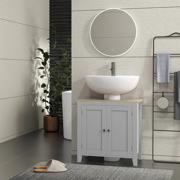 Bathroom Vanities, Pedestal Sink Cabinet with U-Shaped Cut-out and Adjustable Shelf, Gray - product image 10