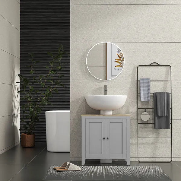 Bathroom Vanities, Pedestal Sink Cabinet with U-Shaped Cut-out and Adjustable Shelf, Gray - product image 7