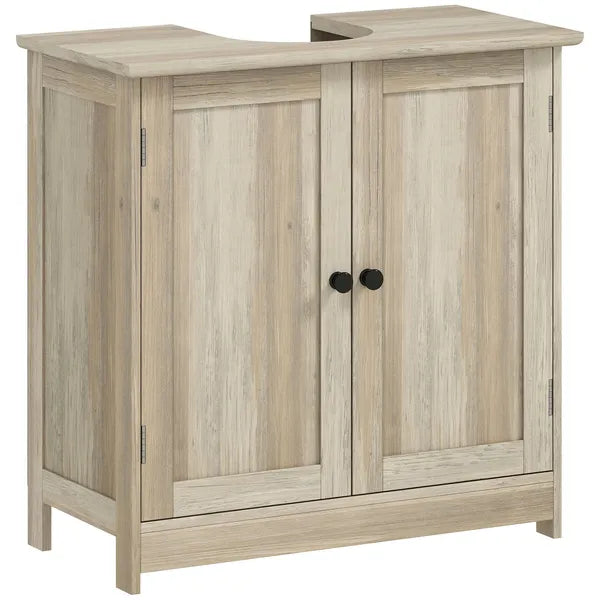 HOMCOM Bathroom Vanity Cabinet, Under Sink Bathroom Cabinet with 2 Doors and Adjustable Shelf, Weathered Gray Oak - product image 11