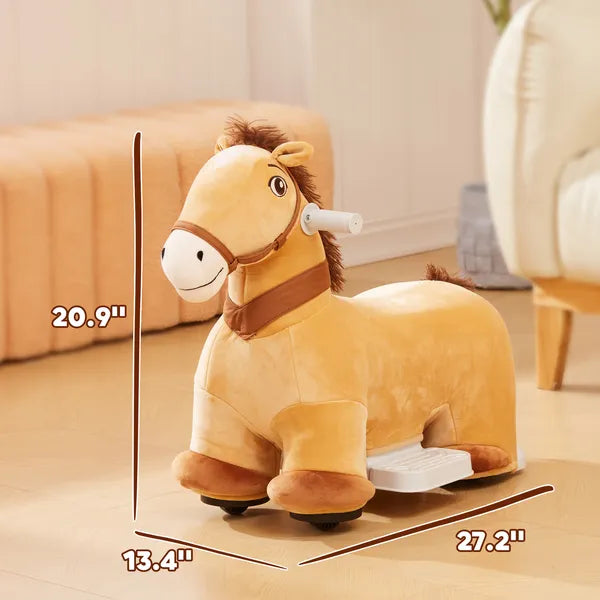 Qaba Battery Powered Electric Ride on Pony, 6V Ride on Horse w/ with Music Forward, PU Wheels, Aged 18-36 Months, Brown - product image 3