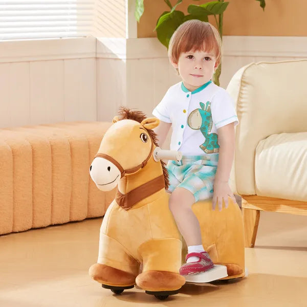 Qaba Battery Powered Electric Ride on Pony, 6V Ride on Horse w/ with Music Forward, PU Wheels, Aged 18-36 Months, Brown - product image 2
