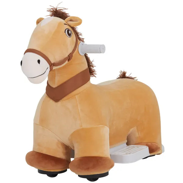 Qaba Battery Powered Electric Ride on Pony, 6V Ride on Horse w/ with Music Forward, PU Wheels, Aged 18-36 Months, Brown - product image 1
