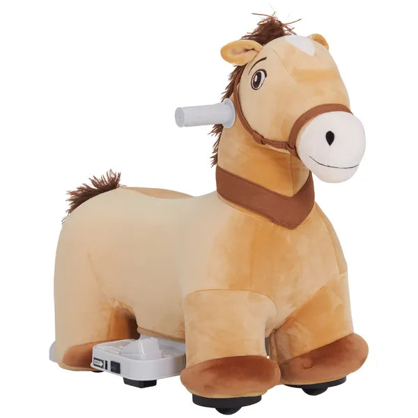 Qaba Battery Powered Electric Ride on Pony, 6V Ride on Horse w/ with Music Forward, PU Wheels, Aged 18-36 Months, Brown - product image 11
