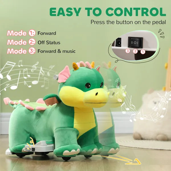 Battery Powered Ride on Toy, 6V Ride on Horse with Music Forward, PU Wheels, for 18-36 Months, Green - product image 6