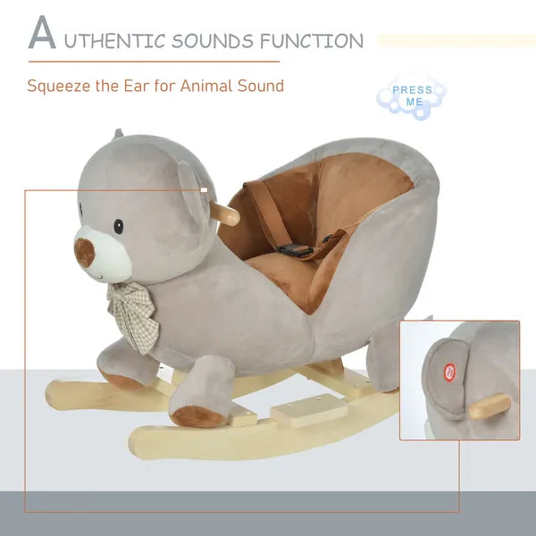 Bear-shaped Kids Rocking Horse with Sound for 18-36 Months, Gray - product image 7